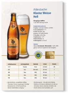 Datenblatt Aldersbacher Kloster Weisse Hell 2024 Titelbild